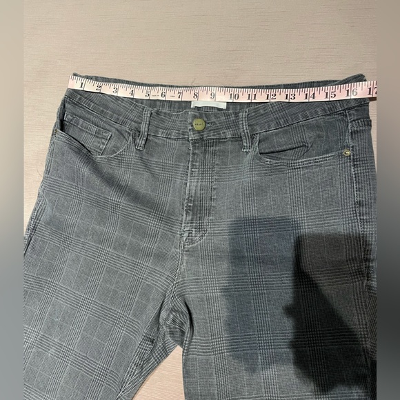 FRAME Le Crop Mini Boot checked mid-rise kick-flare jeans size 33 glen plaid - Picture 14 of 16